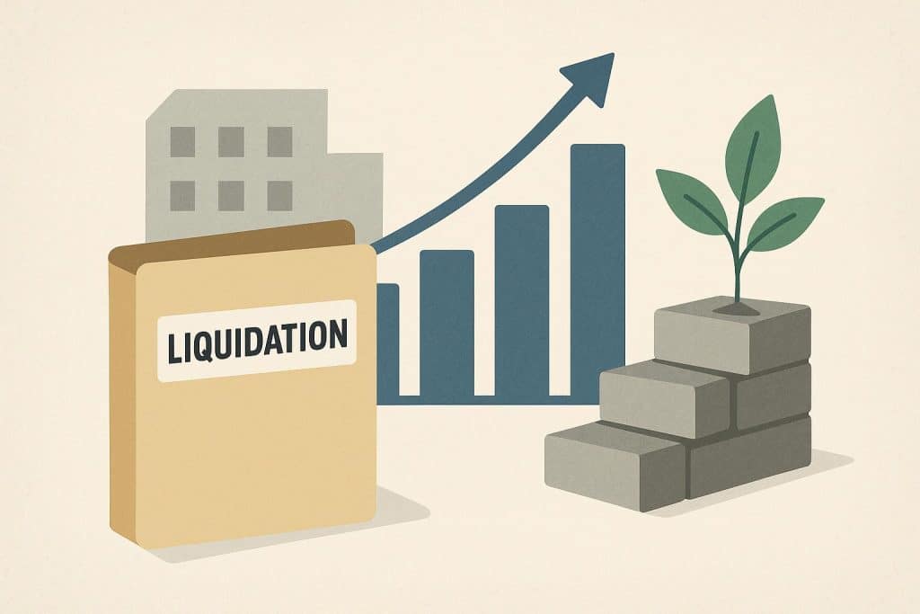 Lessons from Liquidation: How Business Owners Build Back Stronger Business recovery strategy concept with rebuilding blocks after liquidation and financial setbacks