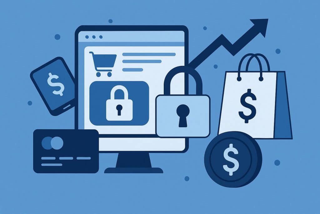 How to Unlock Payment Strategies for E-Commerce Growth E-commerce website dashboard displaying payment options and growth analytics charts