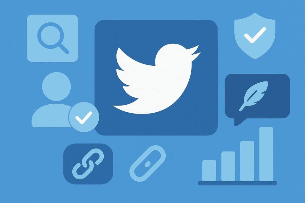 Twitter profile branding elements, including profile photo, header, bio, and engaging tweets