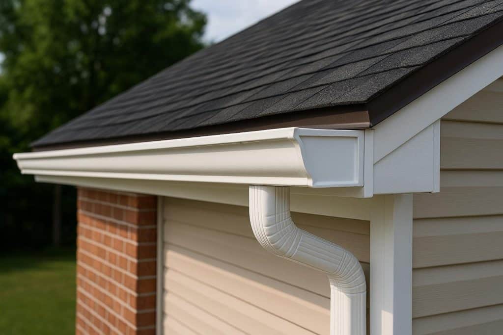 Professional gutter repair on a residential home in Atlanta, Georgia for durable roof protection