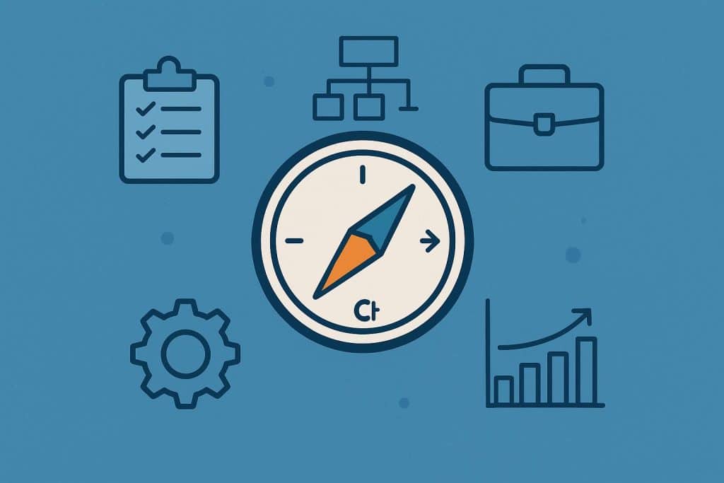 Change management consultants collaborating on strategy and services for business transformation