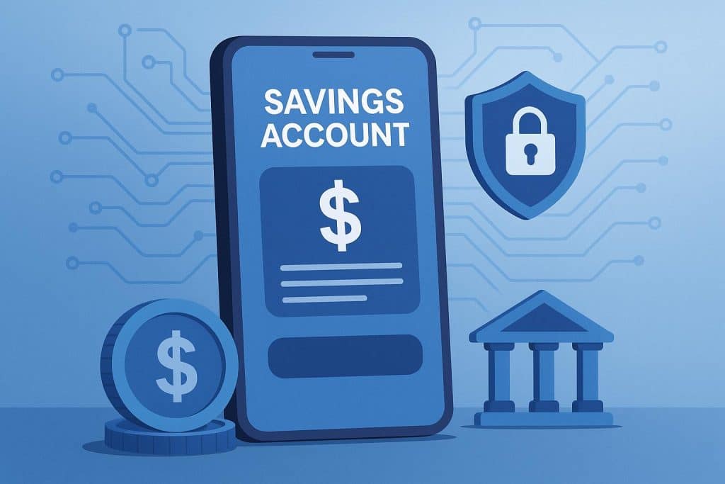 Digital Savings Accounts: The Future of Banking Mobile phone showing digital banking app interface for online savings account management