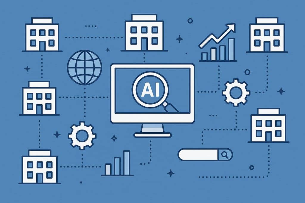 10+ SEO Agencies Pioneering AI Search Visibility Abstract concept of AI-powered SEO strategies by leading digital marketing agencies