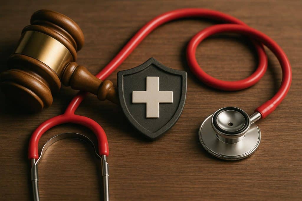 How a Malpractice Lawyer Can Protect Your Health Gavel and stethoscope symbolizing legal protection and healthcare safety in malpractice cases