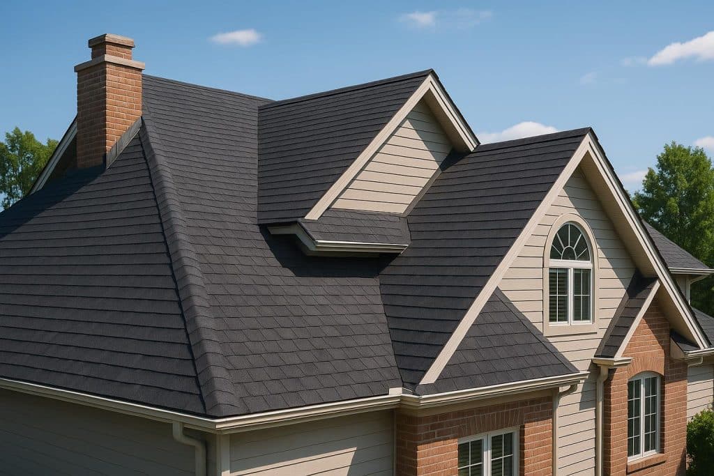 Westfall roofing contractor installing durable shingles on residential roof for quality solutions