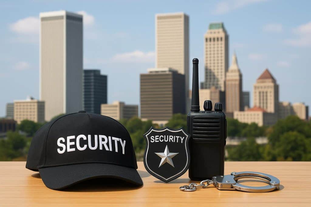 How to Choose Among Security Guard Companies Tulsa Offers: What to Evaluate Security guard evaluating surveillance footage at Tulsa company headquarters