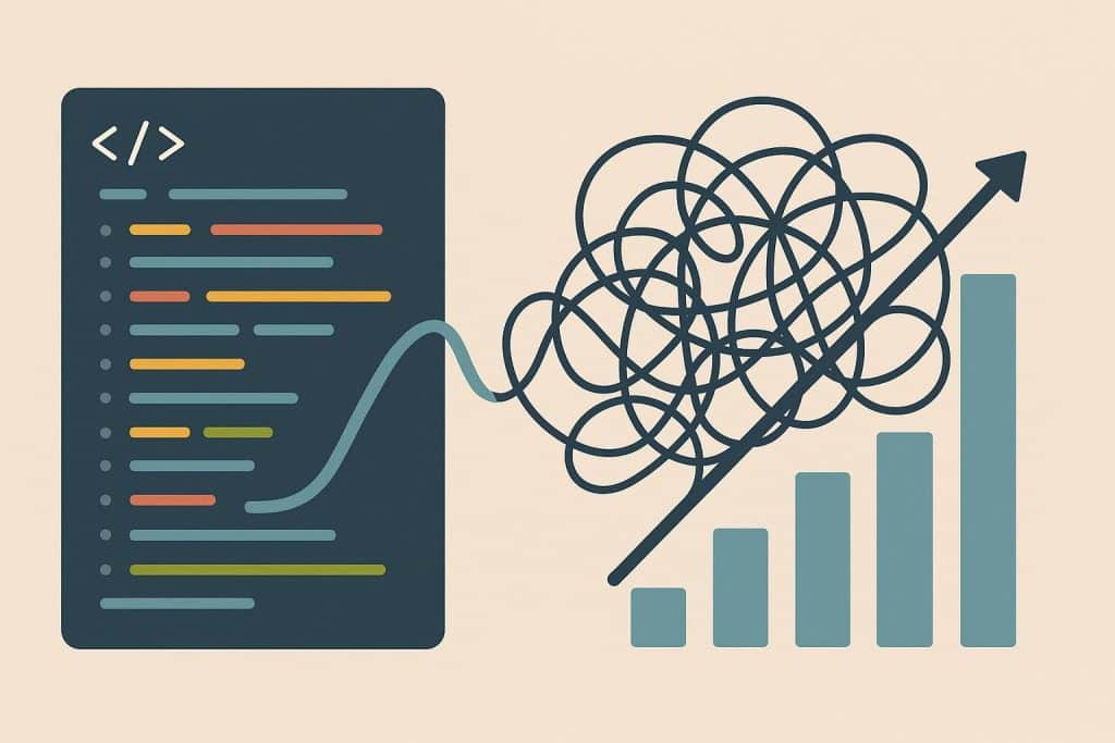 Why Vibe Coding Is Not Scalable Abstract representation of inefficient vibe coding practices highlighting scalability challenges