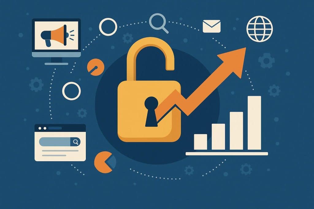 Unlocking the Power of Digital Marketing for Business Growth Digital marketing strategy icons boosting business growth and online presence