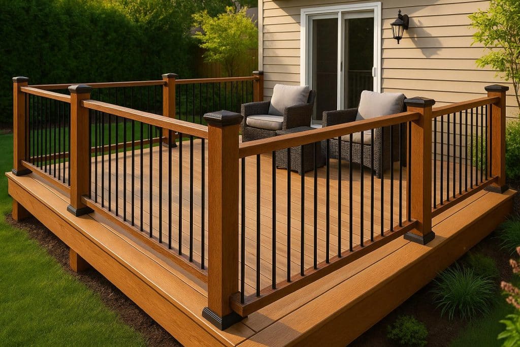 The Easiest Way to Make Your Deck Look High-End Modern deck with stylish railings in Edmonton, enhancing outdoor space with a luxurious look