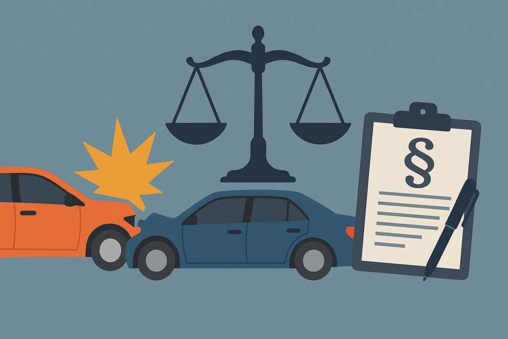 Navigating Legal Help After a Car Accident: What You Need to Know Car accident scene with damaged vehicles and legal documents symbolizing legal assistance