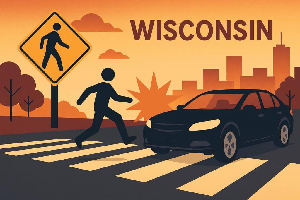 When a Walk Turns Dangerous: Understanding Pedestrian Accident Rights in Wisconsin Crosswalk and traffic signs highlighting pedestrian safety and accident rights in Wisconsin