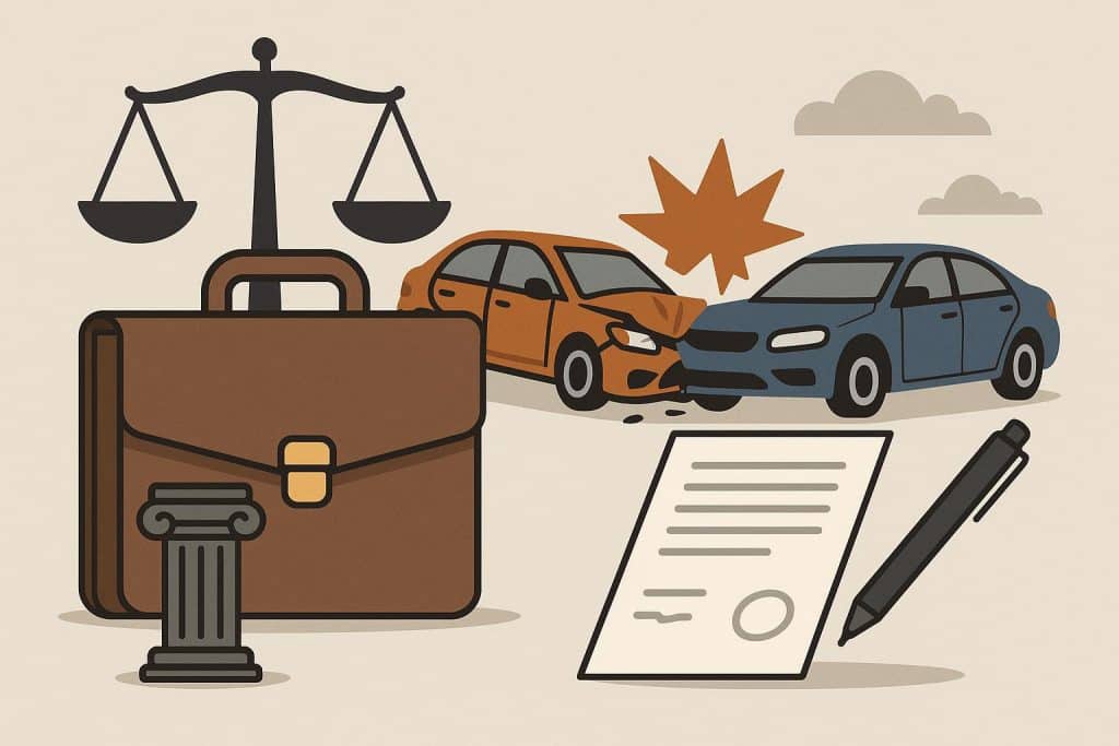 An Accident Lawyer and their role in helping people after an accident Accident lawyer assisting with legal documents after a car crash for client support