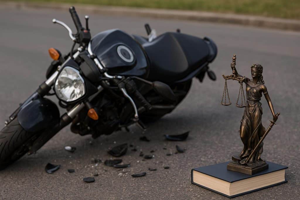 Life After a Motorcycle Crash: Understanding Your Legal Options Motorcycle accident aftermath with damaged bike, highlighting legal options for crash victims