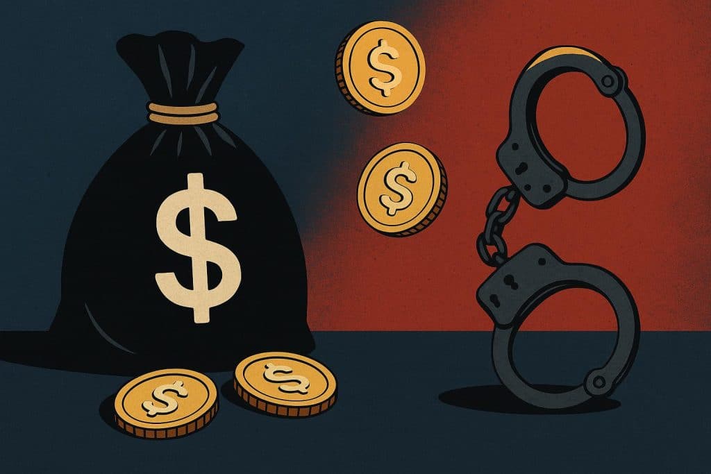 Stablecoins digital currency symbols with law enforcement elements highlighting regulatory concerns