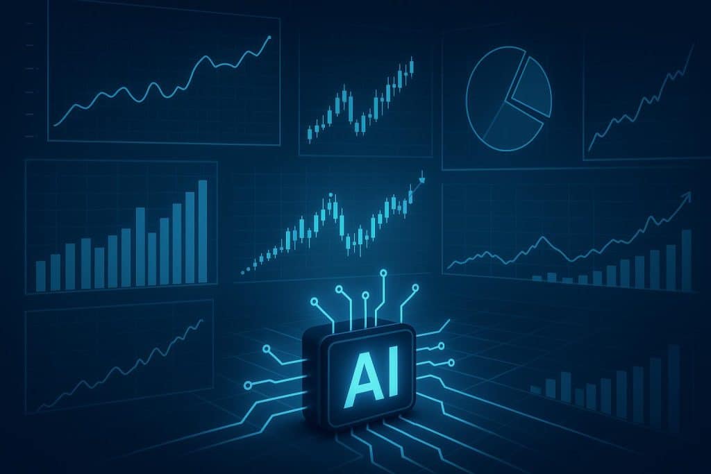 Discover How AI Tools Are Changing The Future Of Stock Analysis Artificial intelligence analyzing stock market charts and data for advanced financial insights
