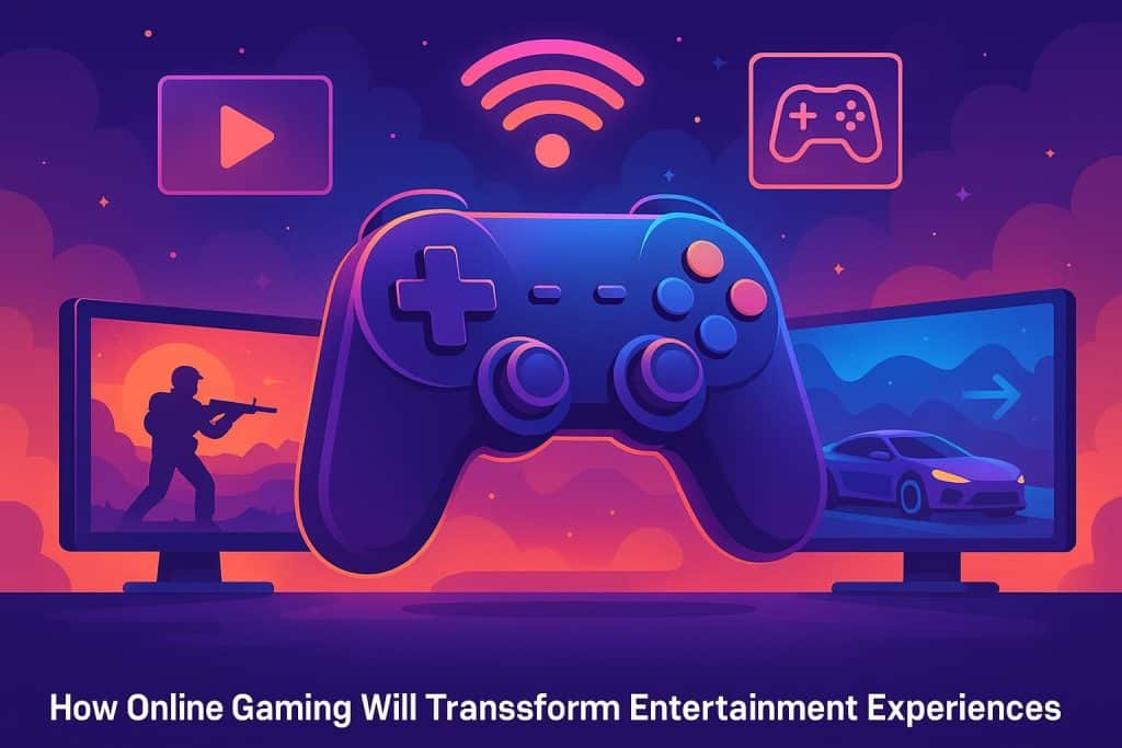 How Online Gaming Will Transform Entertainment Experiences in 2026 Futuristic online gaming setup showcasing immersive entertainment technology and virtual experiences