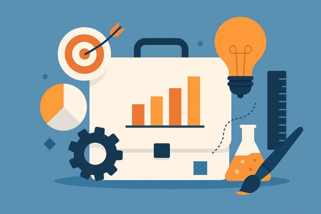 Modern office workspace with branding materials representing leading creative agencies for enterprises