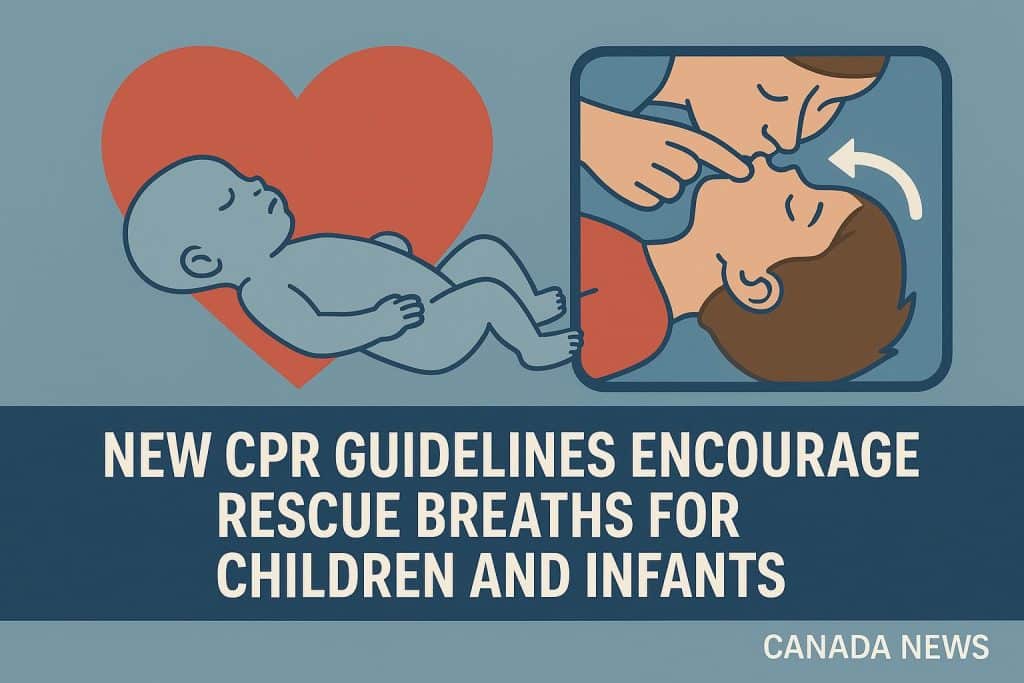 CPR guidelines demonstration for children and infants highlighting rescue breath techniques