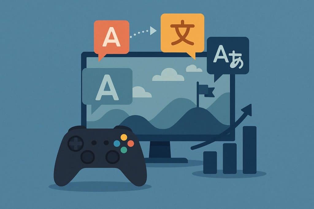 Game Translation Services: The Highest-ROI Expansion Strategy Executives Overlook Localization team adapting video game content for global markets with translation tools.
