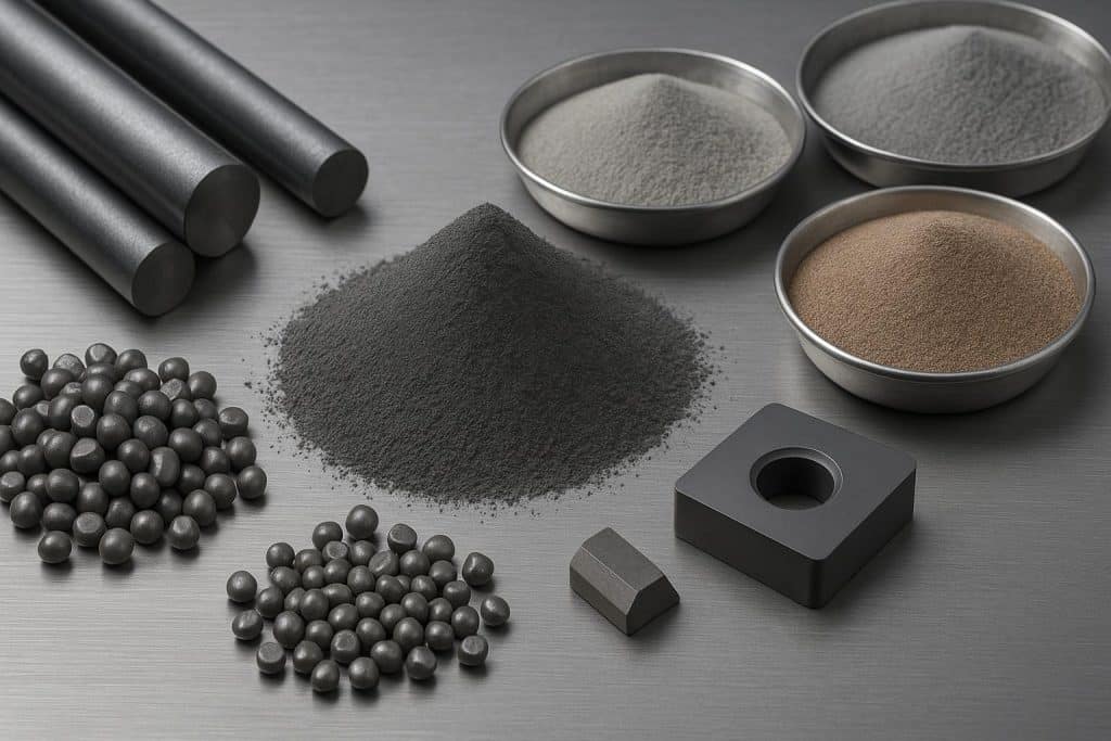 Molten tungsten carbide alloy being poured into a mold in a custom manufacturing facility