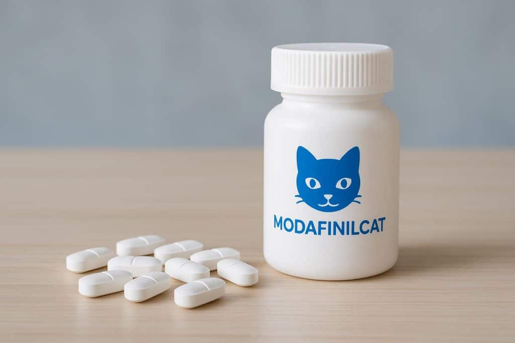 ModafinilCat pharmacy website homepage highlighting Modafinil products and trusted service
