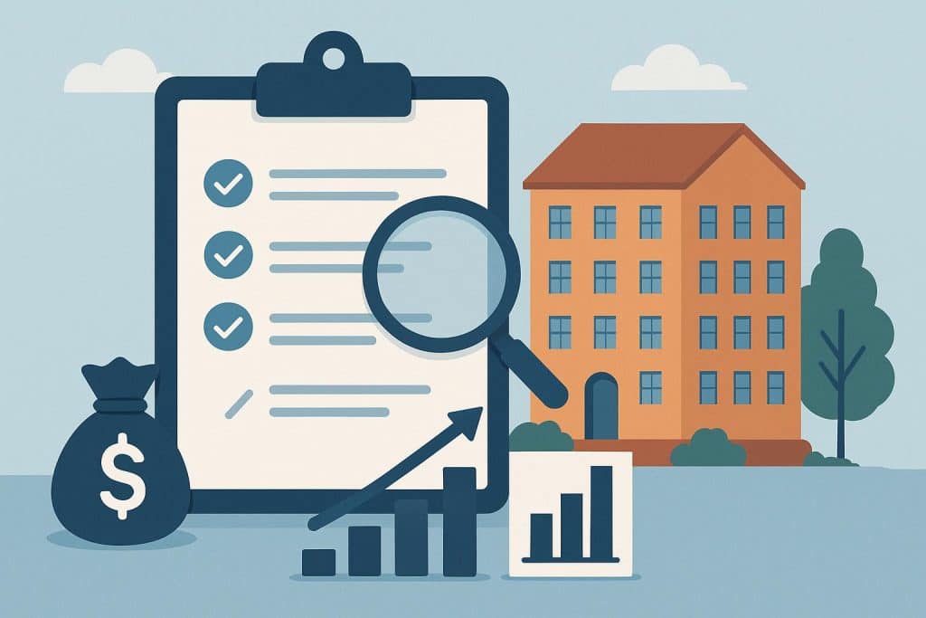 Modern apartment buildings representing multifamily real estate investment and underwriting process