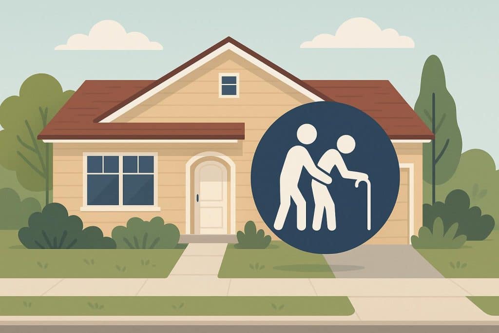 Senior receiving compassionate in-home care, promoting comfort and independence for families