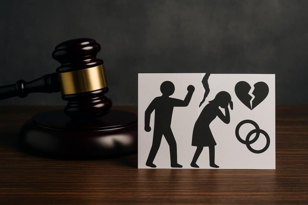 Divorcing Safely: Legal Support for Domestic Violence Cases Gavel and legal documents symbolizing legal protection in domestic violence divorce cases