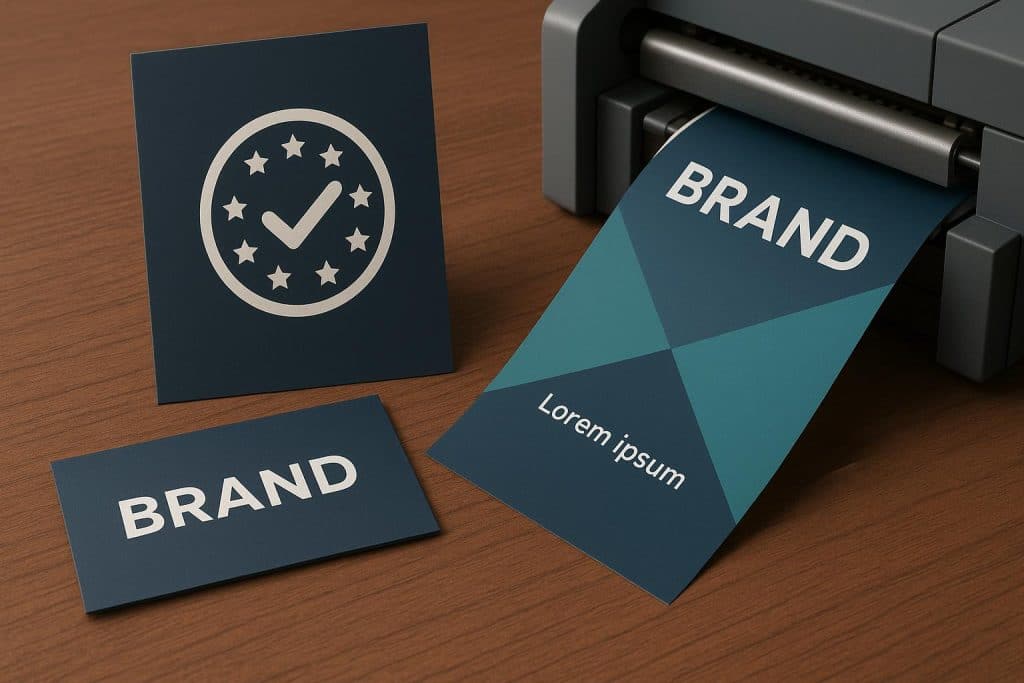Professional business cards and brochures showcasing premium printing for enhanced brand credibility