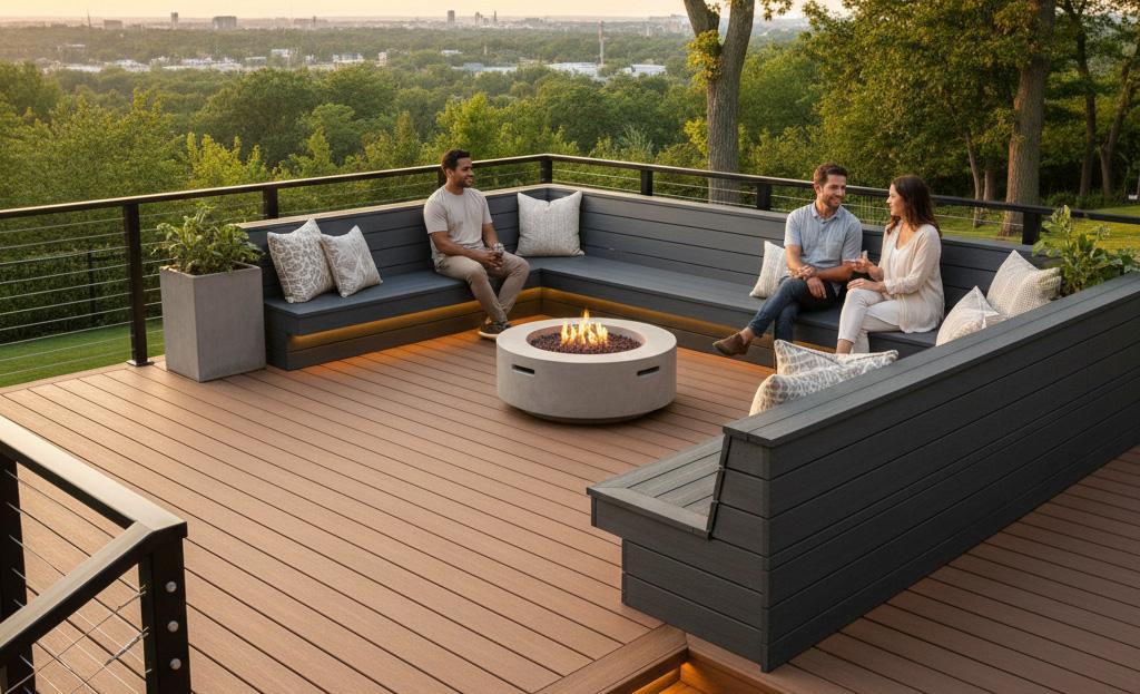 10 Built-In Bench Ideas for a Composite Deck (That Add Style, Comfort & Function) Image 1 of 10 Built-In Bench Ideas for a Composite Deck (That Add Style, Comfort & Function)