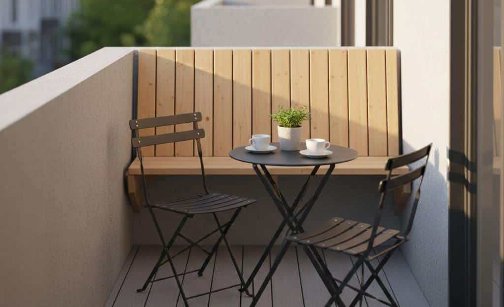 A table and chairs on a balconyAI-generated content may be incorrect.