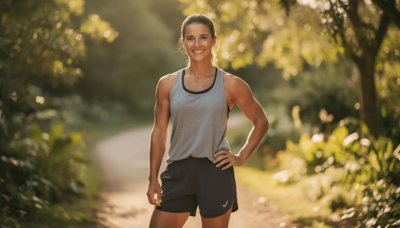 A person stands outdoors in natural light, exuding energy and health, embodying the benefits of a healthy lifestyle and possibly following an intermittent fasting program. This vibrant individual may utilize the best intermittent fasting apps to track their progress and maintain their fasting routine.