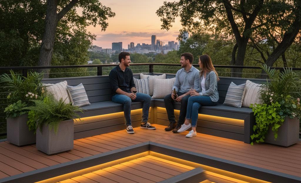 A group of people sitting on a benchAI-generated content may be incorrect.