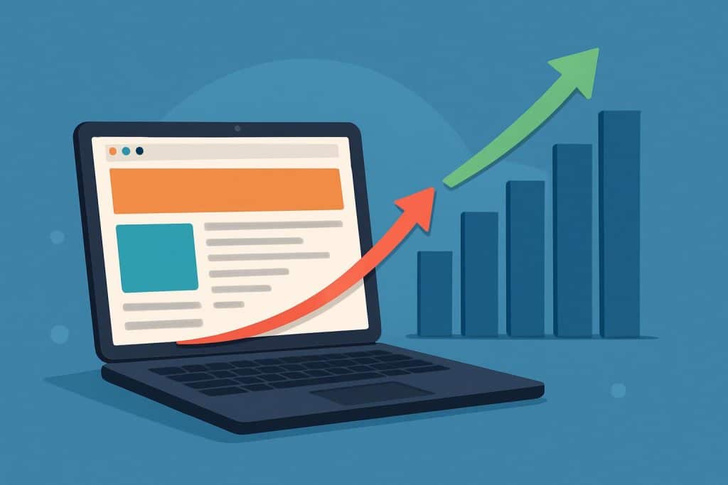 Modern website layout illustrating increased sales through effective web design elements