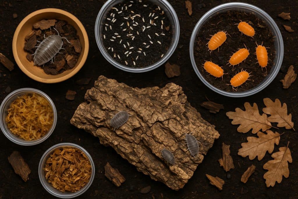 Selection of popular isopods and microfauna species from top UK suppliers displayed together