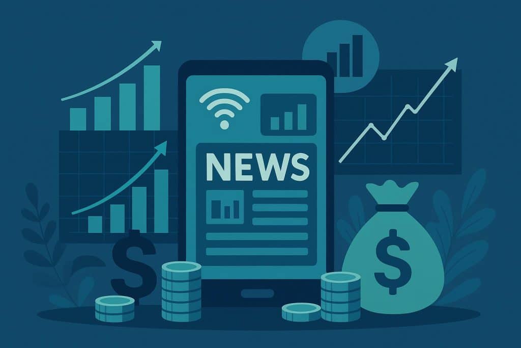 Smart Financial Media Group logo with digital finance icons illustrating modern financial innovation