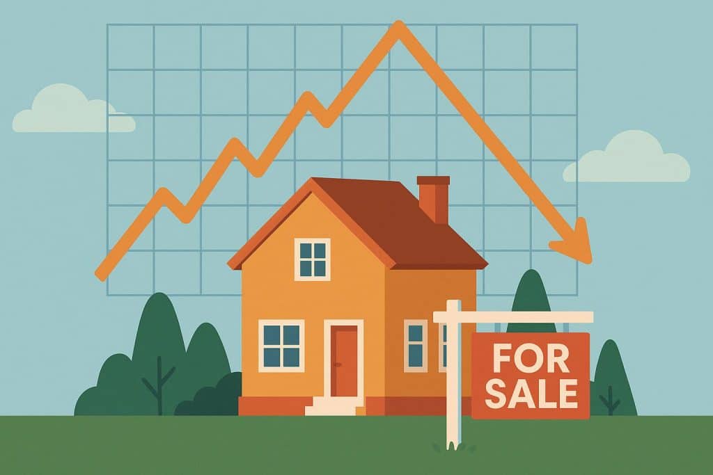 Suburban house with for sale sign, representing timing and trends in the real estate market