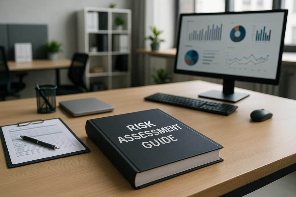 Preparing Your Office for Modernization: A Risk Assessment Guide Modern office workspace with digital devices and safety checklist for risk assessment