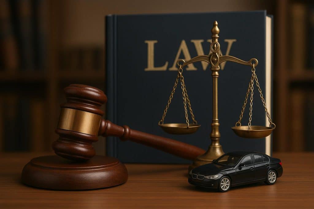 Luxury car involved in accident on West Palm Beach road, highlighting local car accident law practice