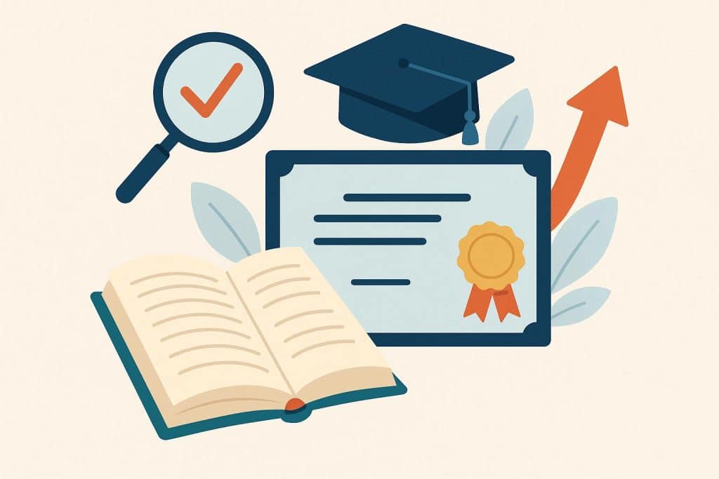 Therapist studying advanced certification materials in a professional counseling office setting