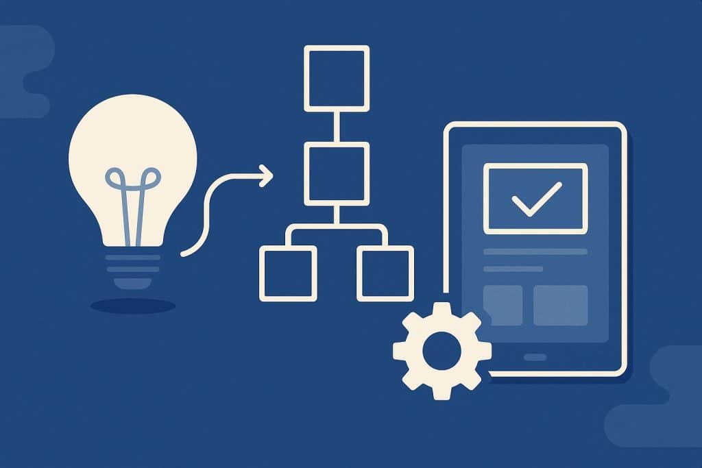 Product manager analyzing data and brainstorming next product features with team in office