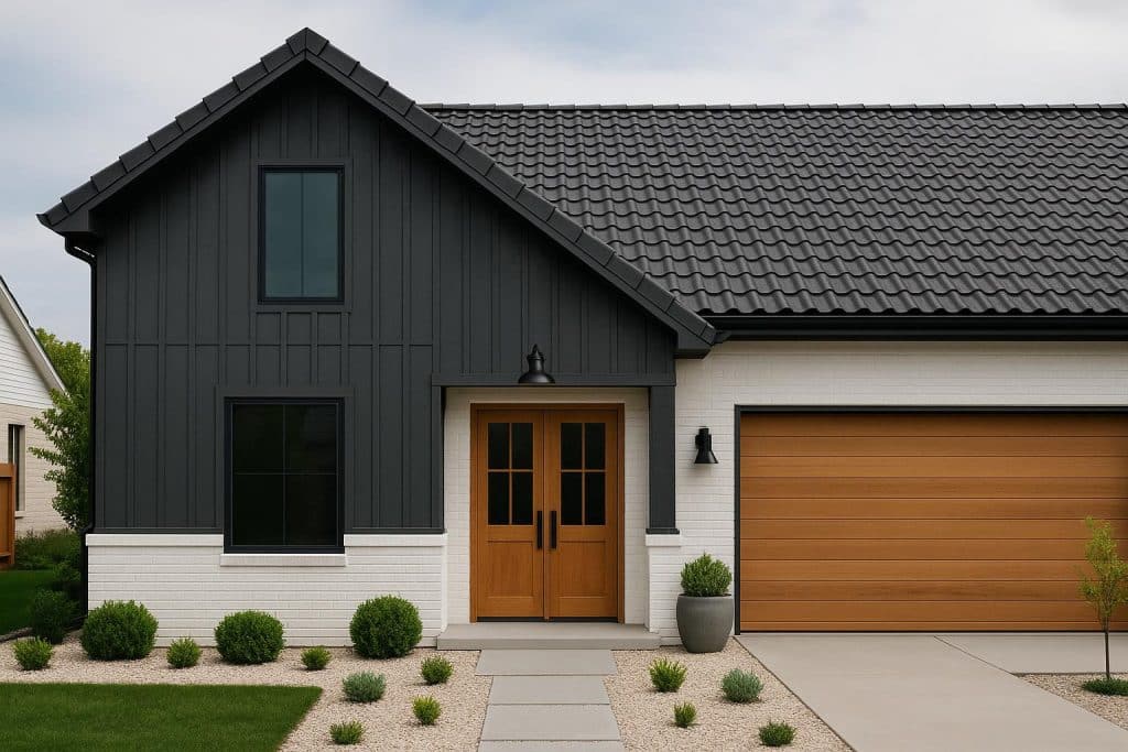 Modern exterior home renovations with trendy materials and colors likely to go out of style