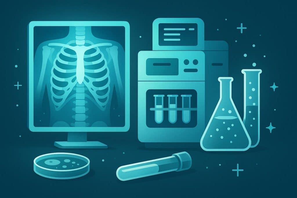 Advanced X-ray equipment and modern laboratory tools enhancing healthcare diagnostics