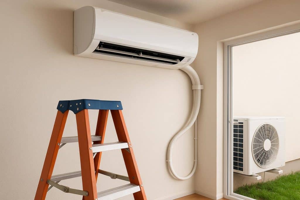 Modern air conditioning unit installed in a living room for efficient home cooling solutions