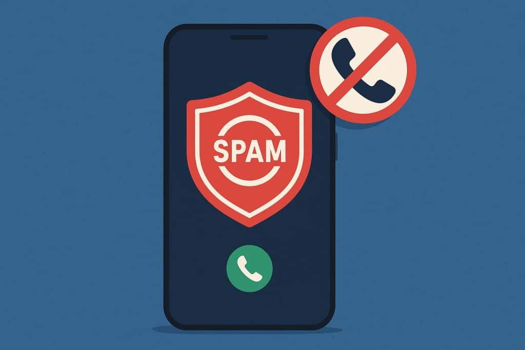 Smartphone displaying call blocking notification, illustrating methods to prevent spam calls.