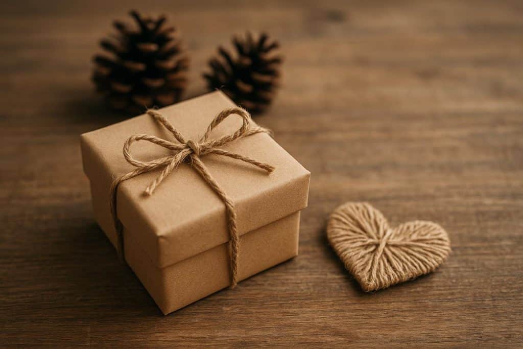 Beautifully wrapped small gift with a ribbon symbolizing the sentimental value of simple presents
