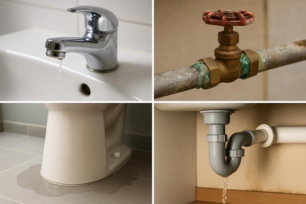 Leaky pipes, clogged drains, and water damage highlighting costly home plumbing problems