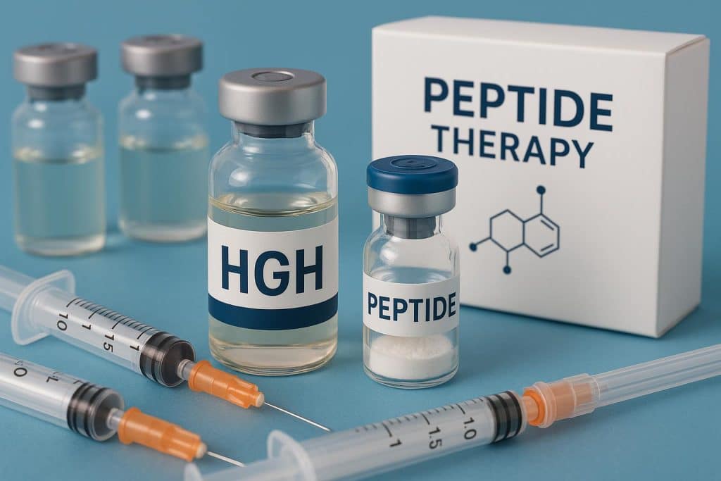 Kits4Less performance supplements lineup including HGH and peptides products on display