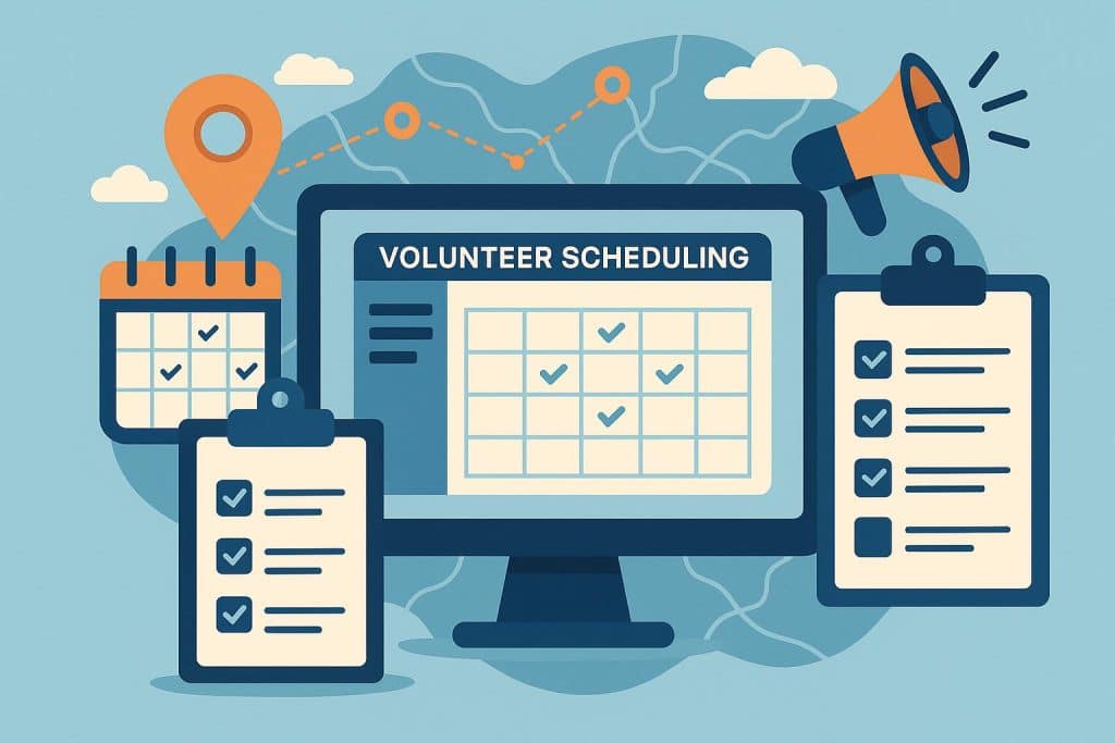 Volunteer scheduling software dashboard streamlining event staffing for large-scale events