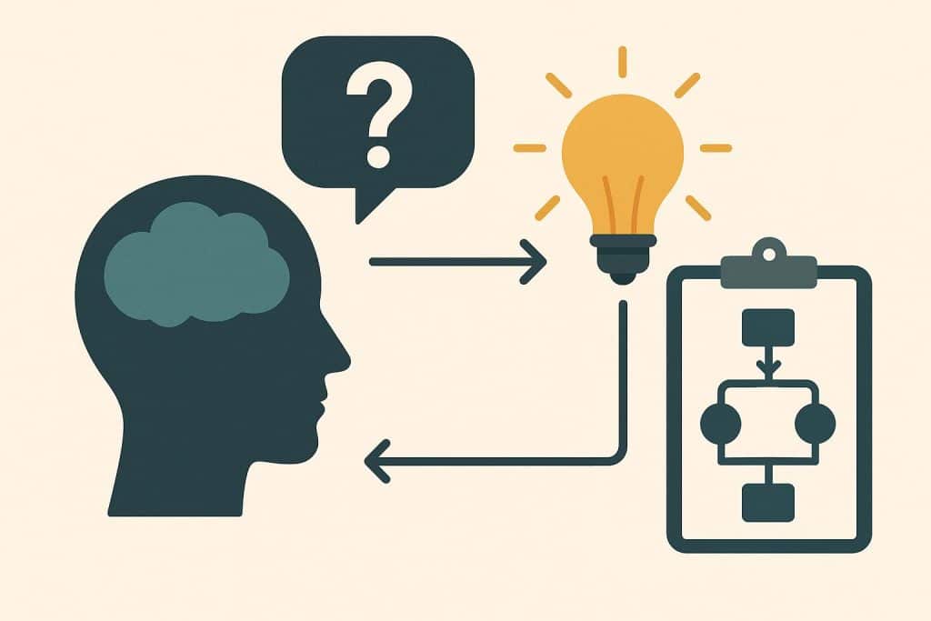 Visual representation of transforming abstract concepts into concrete, actionable business strategies